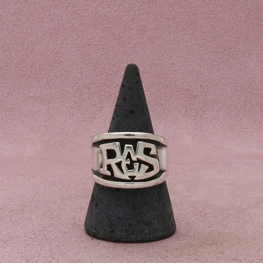 sterling silver mens vintage cigar band initials ring size 9.5